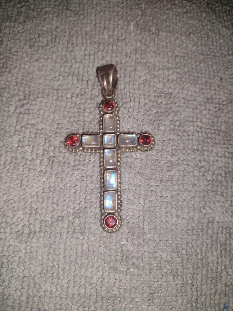 vintage Nicky Butler sterling silver moonstone cross pendant