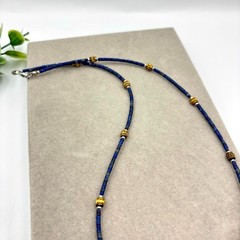 Handcrafted Lapis Lazuli Micro Bead Necklace Green Fluorite Centerpiece Pendant