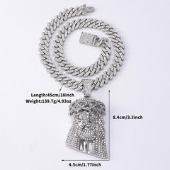 Zinc Alloy Diamond-studded Vintage Portrait 24″ Cuban Chain Hip Hop Necklace