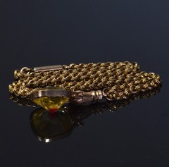 ANTIQUE GEORGIAN GF HAND BI-COLOR PASTE PENDANT CHAIN NECKLACE C.1820