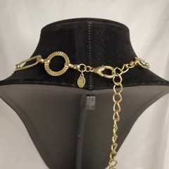 Vintage Korea G&S Gold Tone Statement Necklace Adjustable 27 To 42 inch Length