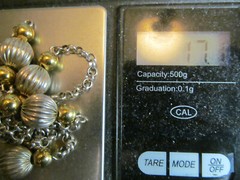 Vintage 925 Sterling SilverTwo tone Ball Rolo Chain Necklace 17g, 36″