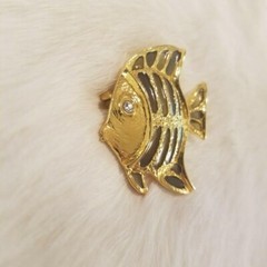 Tropical Green Fish Brooch Pin Gold Tone Art to Wear Beach Nautical Striped 1892