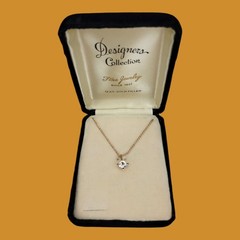 Marathon Necklace 12K Gold Filled Vintage Crystal Solitaire 1978 Box Provenance