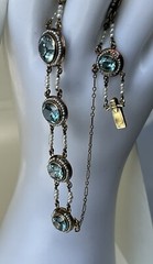 Antique Victorian 14k Gold Round Vivid Blue Zircons with Seed Pearls Necklace