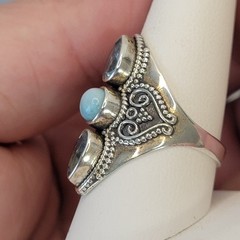 925 Sterling Silver INDIA PTI Blue Topaz & Larimar Ring Size 9.5 – 7.5g JTV gem