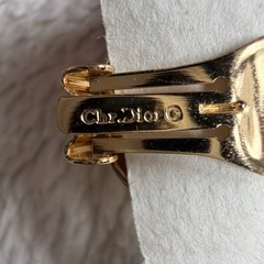 CHRISTIAN DIOR VINTAGE SIGNED TEARDROP SHAPE BLACK & RHINESTONES CLIP EARRINGS