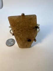 Yellow Rutilated Quartz Vintage Cuff Bracelet Large Chunky Semiprecious gemstone