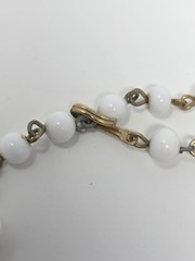 Signed BSK White Thermoset Choker Necklace Vintage Hook 15.5 Inches