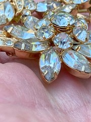 VTG Eisenberg Ice Clear Rhinestone Floral Spray Brooch And Earrings Set WOW!!!!