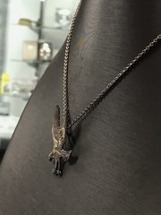 Vintage Large Flying Eagle 925 Sterling Silver Pendant 2mm 18” Necklace 9.9 Gr