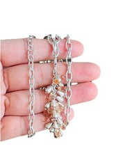 Vintage Sterling Silver Chain Citrine Drops Cluster Lariat Tassel Necklace 30g