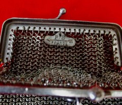 Antique Gunmetal Chatelaine Mesh Purse/Necklace/Victorian