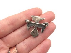 Vintage Zuni Sterling Multi Stone Turquoise Thunderbird Pin Brooch Hand Stamped