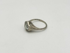 Antique Art Deco Belais 18k White Gold Ring Wedding Engagement Size 7