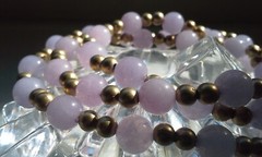 Set of 3 Icy Jade Jadeite Bead Necklaces Green Lavender Yellow Gold Tone Plate?