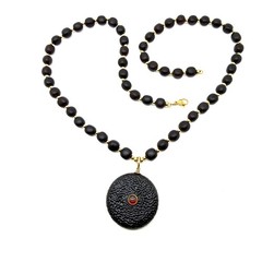 Fancy black cherry amber necklace with pendant 24.6g