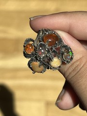 vintage sterling silver brutalist mexican fire opal ring size 8 beautiful OOAK