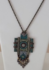 Huge Art Deco Statement Necklace La Vintage QVC Kathy Levine Rhinestones 18″