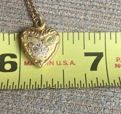 RARE Vintage Henry F Barrows HFB Etched 1/20 12k GF Heart Locket Necklace 13.5”