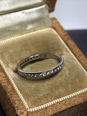 Art Deco Platinum Single Cut Diamond Eternity Wedding Band Ring