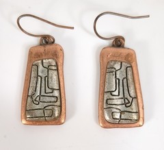PREMIER DESIGNS Boho Tribal Copper Silver Tone Necklace Pierced Earrings Set VTG