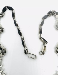 Large Siam Niello Sterling Silver Bib Necklace 43gm Signed Vintage Jewelry