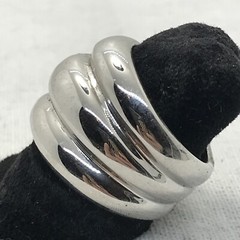 Vintage 18K HGE White Gold Plated Wide Band Domed Ring varied sizes