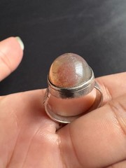 Vintage Handcrafted Silver Ring Unique Cabochon Quartz Gemstone Ring Size 8.5 US