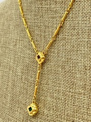 Craft by Gem-Craft VTG Lariat Necklace Gold Tone Bar Line 17in Faux Gemstones