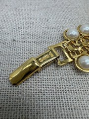 Vintage Avon Double Row Faux Pearl Gold Tone Chain Bracelet 7.5”