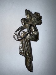 Pin Brooch Nymph Fairy With Wings Long Gown Graceful Women Sterling Silver