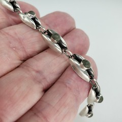 Sterling Silver Small Mexico Green Turquoise Tennis Bracelet 6.25 in 6.4g [7120]