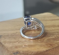 Vintage Platinum Toi Et Moi Ring 5.77CT.Natural Blue Sapphire Diamond GIA Cert