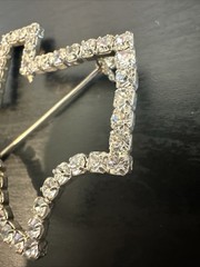 2 Texas State Rhinestone Rodeo Silver Toned Brooch Pin