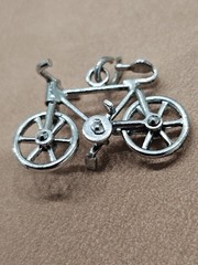 Vintage Silver Tone Charm For Bracelet Jewelry Bicycle Bike Adventure Travel Old