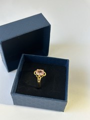 Vintage Pink Cubic Zirconia Ring Gold Plated Womens Size 7