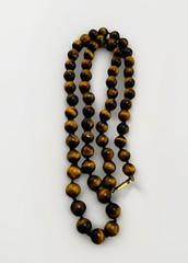 VTG Estate Tiger’s Eye Hand-Knotted Necklace Gemstone Beads Barrel Hook Clasp