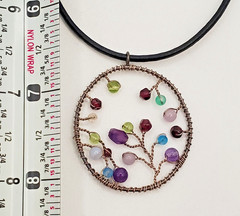 Artisan Tree of Life Pendant 925 Clasp Necklace 15in Leather Mixed Bead Handmade