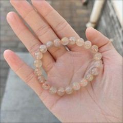 Natural Brazilian Rutilated Quartz Bracelet 8mm Gold Hair Crystal Couple Jewelry