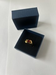 Vintage Red Cubic Zirconia Ring Gold Plated Womens Size 7.5