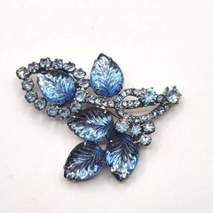 Vintage Juliana, Delizza & Elster Verified Blue Brooch Silver Toned Metal