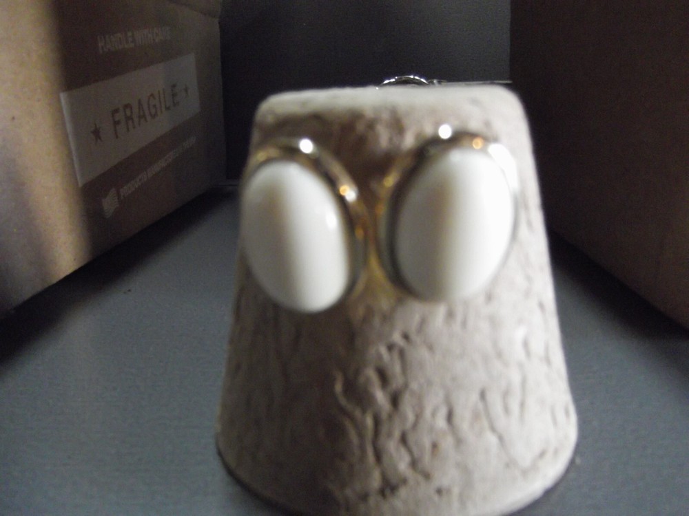 1 Pair Old .75″in Acrylic Ivory Oval Shape Stud Earrings