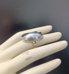 Silver Sculptural Pearl Ring Large Baroque Organic Statement Boho Asymmetrical