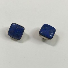 Vintage Blue Square Stud Pierce Earrings