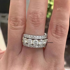 4Ct Round Cut Lab Created Diamond Half Eternity 925 Silver Anniversary Band Ring
