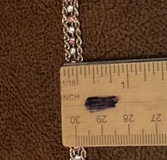 Vintage Pink & Clear Rhinestone Tennis Bracelet Gold Tone 3 Strand 7″ L