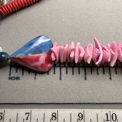 Vintage Shell Necklace Chunky Pink Blue Dyed Shell Beads Bold Beach Statement