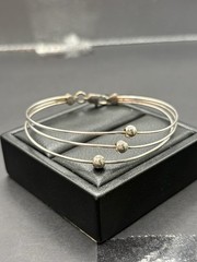 Vintage 7″ Sterling Silver 3-Strand Bracelet 6 Grams Rigid G24