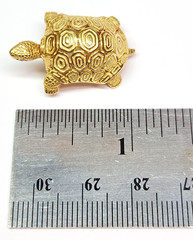 THE CUTEST Detailed 19k Gold 29x19mm Ruby Eyes Tortoise Turtle Pin Brooch